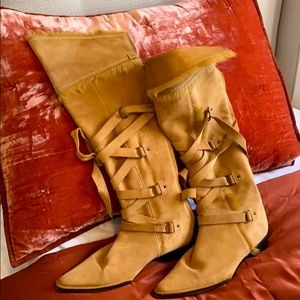 Over the knee suede lace up boots from Germany.